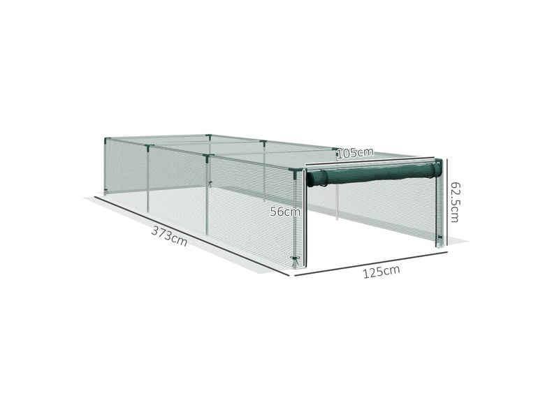  Tente de protection des plantes - 1,25 x 3,73 m - vert - filet anti-insectes - fermeture éclair - cadre en acier 125x373x62.5cm - Conforama C