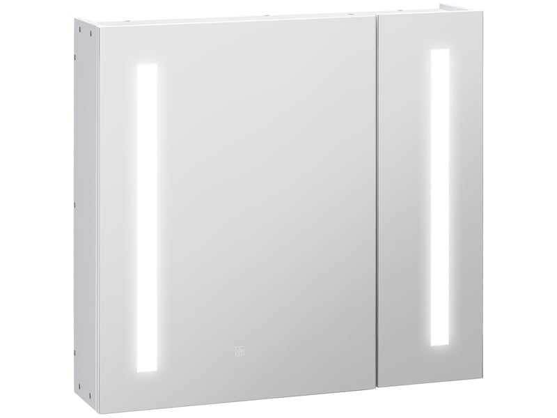 Armoire murale miroir lumineux led salle de bain 2 portes avec 3 niveaux blanc 70 x 15 x 65 cm - Conforama B