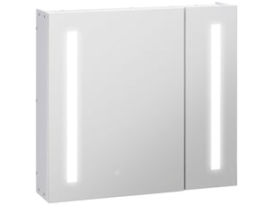 Armoire murale miroir lumineux led salle de bain 2 portes avec 3 niveaux blanc 70 x 15 x 65 cm