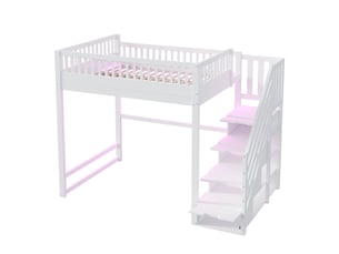 Lit mezzanine 140x200 cm RAYOFI   coloris blanc
