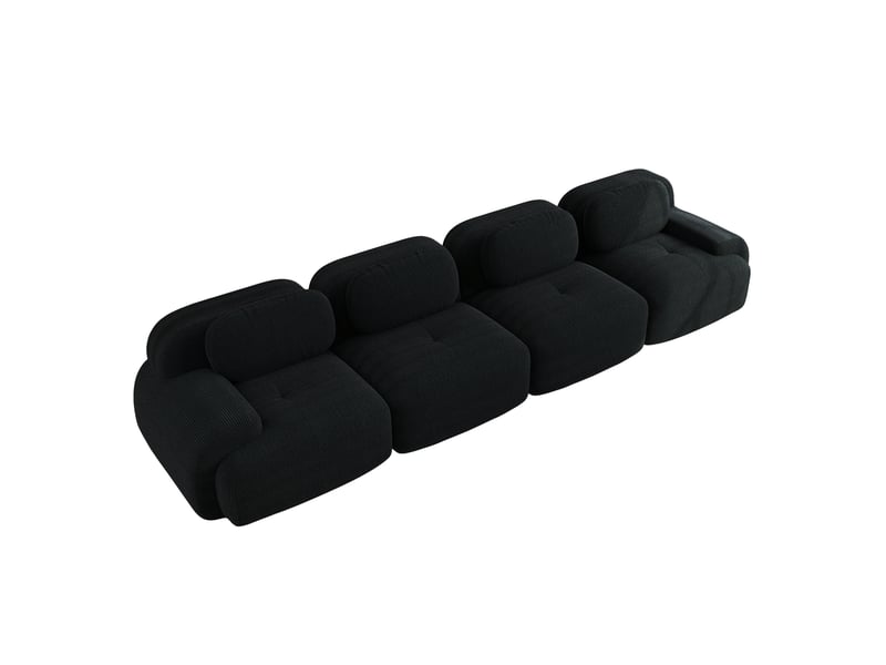  Canapé modulaire modenvie 4 places en velours côtelé noir 388 x 103 x 70 cm sans cadre  - Conforama A