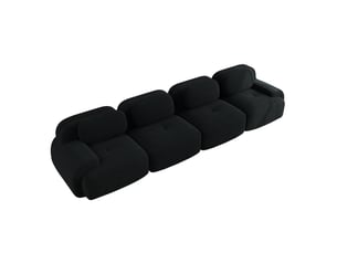 Canapé modulaire modenvie 4 places en velours côtelé noir 388 x 103 x 70 cm sans cadre
