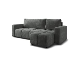 Canapé d'angle réversible convertible MASSENO 3 places Tissu gris avec coffre de rangement