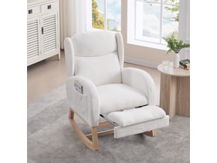 Fauteuil relax manuel <strong>OKMYHOME</strong> <strong></strong> Tissu bouclette blanc vendu A l'unité