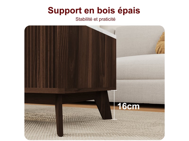 Table basse en bois réglable en hauteur avec espace de rangement - style scandinave - idéale pour le salon - couleur noyer - Conforama E