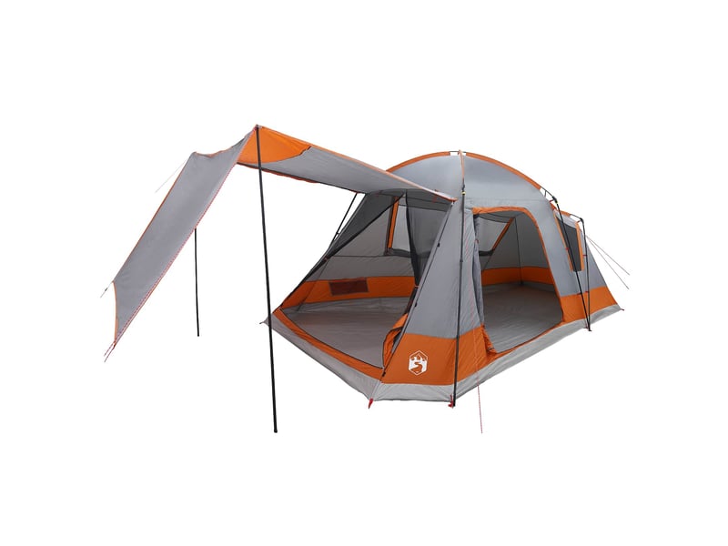  Tente de camping, tente cabane 8 personne gris et orange polyester et acier shl55273  - Conforama A