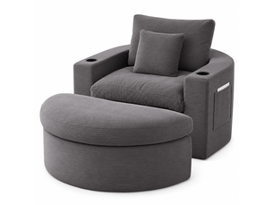 Fauteuil fixe OMNIGLINT TRADING LTD <strong></strong> Velours côtelé gris