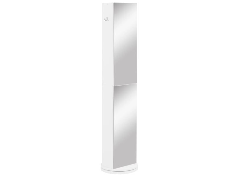  Colonne de salle de bain pivotante avec miroir 6 étagères blanc 36 x 36 x 171 cm  - Conforama B