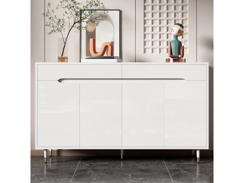  Meuble à chaussures 140x39x84 cm, rangement pour 24 paires de chaussures, 2 tiroirs, 2 étagères réglables, design minimaliste  - Conforama B