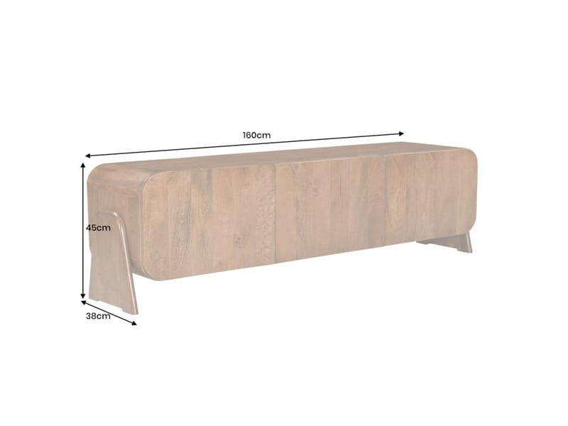  Meuble tv 160 cm bois massif marron – collection natura  - Conforama D