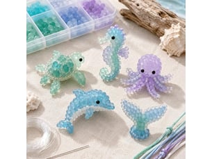 Kit diy bracelets en perles de verre dépoli, bijoux inspirés de la mer avec breloques, loisirs créatifs adultes et ados