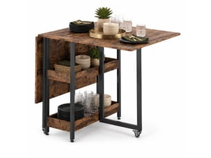 Table à manger pliante 133,4x80x75 cm marron rustique avec 2 niches