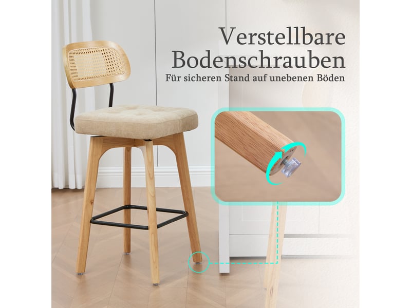  Fauteuil de salon - ensemble de 2 tabourets de bar pivotants à 360°, tabourets de bar de cuisine et de petit-déjeuner, kaki  - Conforama R