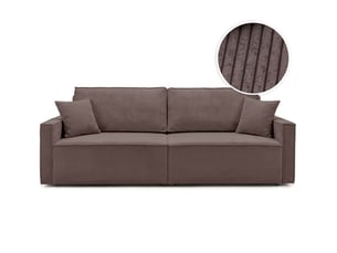 Canapé droit convertible LOUNGITUDE FARAH 3 places Velours marron avec coffre de rangement