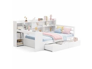 Lit avec rangement 90x200 cm ULQENI   coloris blanc
