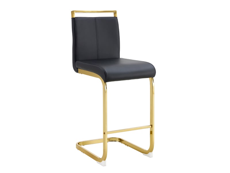  Lot de 2 tabourets de bar cantilever 39 x 46,5 x 96,5 cm - assise en cuir pu et structure métal or - noir  - Conforama A