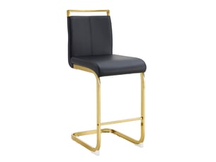 Lot de 2 tabourets de bar cantilever 39 x 46,5 x 96,5 cm - assise en cuir pu et structure métal or - noir