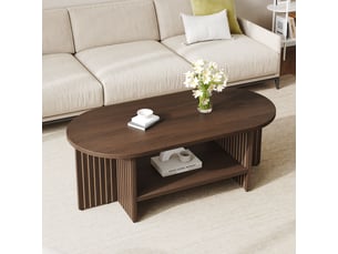 Table basse ovale coloris bois foncé <strong></strong> <strong>Fay Lum</strong> - 49 cmx100 cm