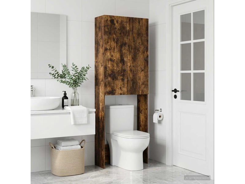  Armoire de toilette, meuble de toilette delft chêne fumé 66x25.5x190 cm  - Conforama B