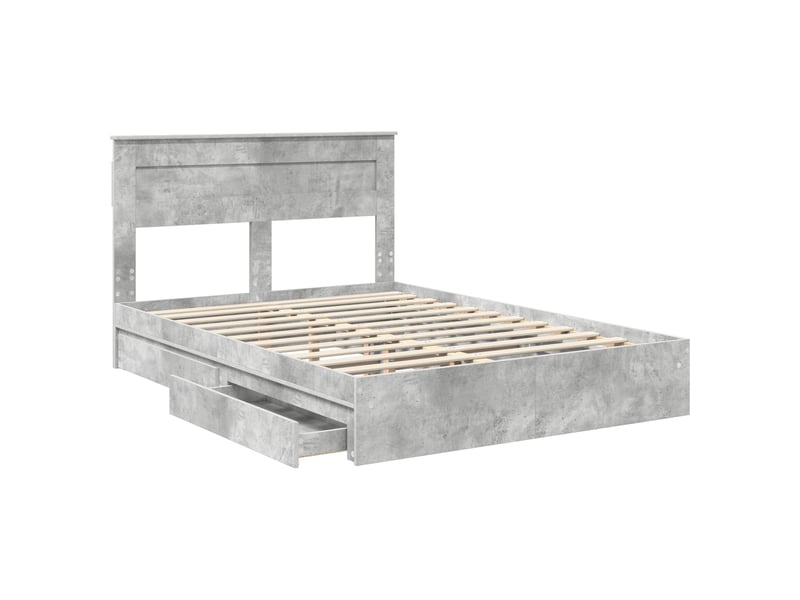 Lit double- lit adulte - lit de rangement gris béton 150 x 200 cm bois d'ingénierie - Conforama D