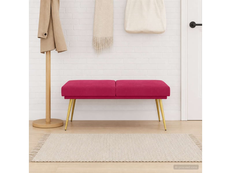  Banc d'entrée, banc à double couche bordeaux 120x45x46 cm velours  - Conforama C