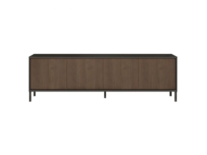  Meuble tv gris lave et aspect bois relief effet tasseaux pieds métal - ticoria TICORIA - Conforama E