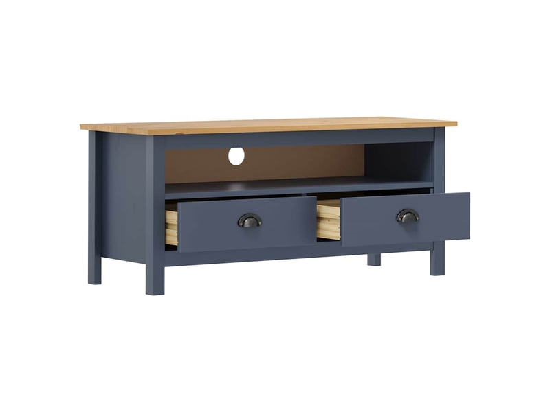  Meuble tv - banc tv - meuble de rangement hill range gris 110x40x47 cm bois de pin solide  - Conforama C