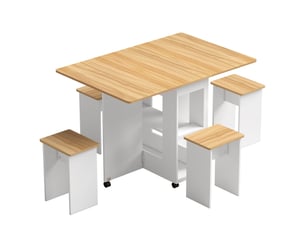 Ensemble table salle à manger pliante avec 4 chaises, roulettes, table de cuisine avec chaises pour 4 personnes, chêne
