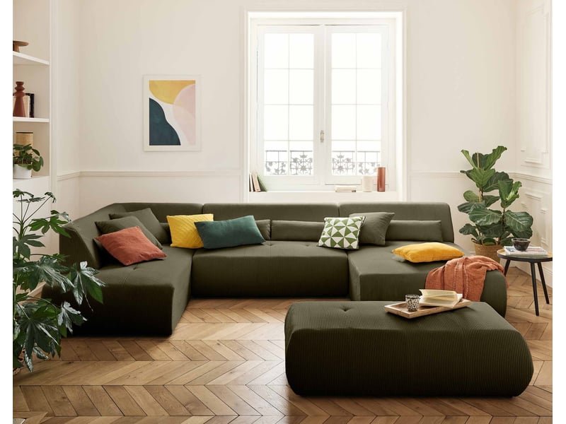  Onyx - canapé panoramique modulable d'angle gauche 7 places - en velours côtelé - lisa design - vert ONYX - Conforama D