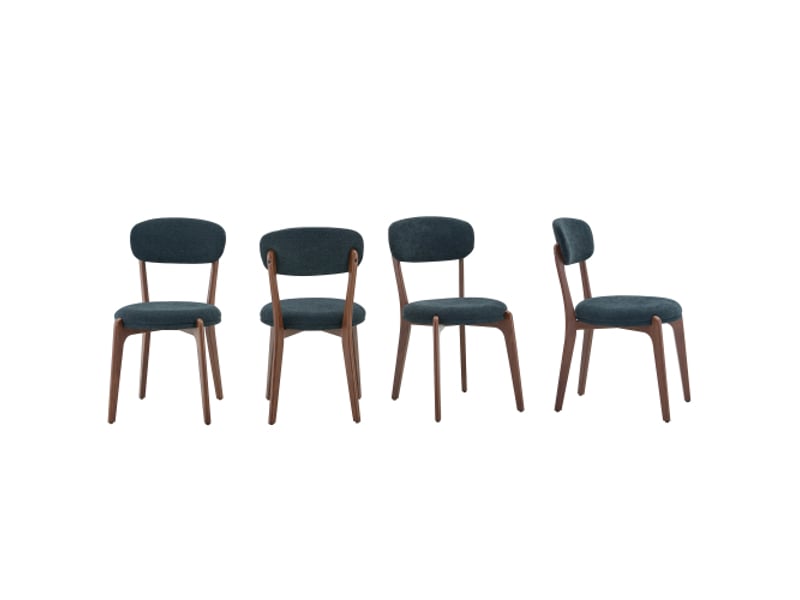  Lot de 4 chaises de salle à manger en lin avec structure en métal noir  - Conforama A