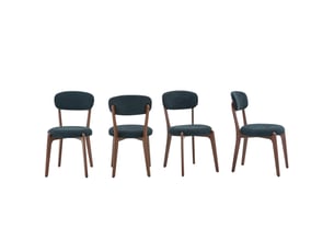 Lot de 4 chaises de salle à manger en lin avec structure en métal noir