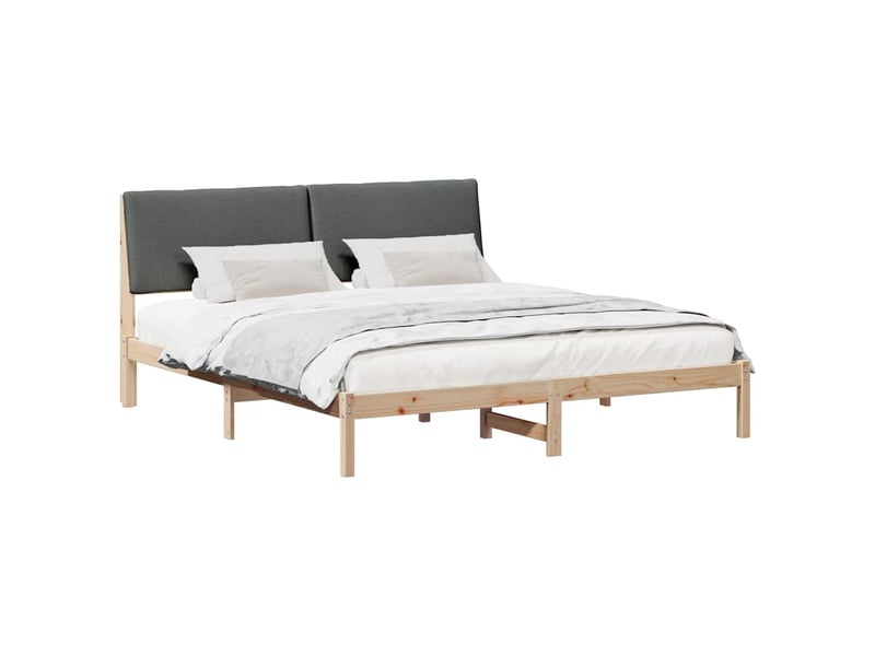  Lit double- lit adulte -  cadre de lit avec tête de lit marron et gris foncé 200 x 200 cm  - Conforama B