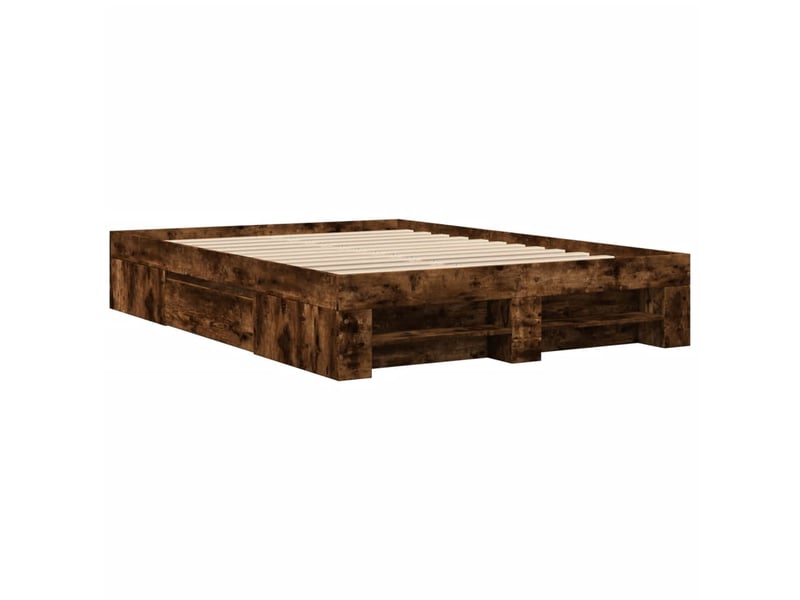  Lit double- lit adulte -  cadre de lit sans matelas chêne fumé 120x200 cm bois ingénierie  - Conforama B