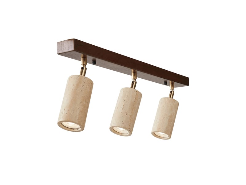  Luminaire design 3 spots orientables en travertin et effet bois iris  - Conforama A