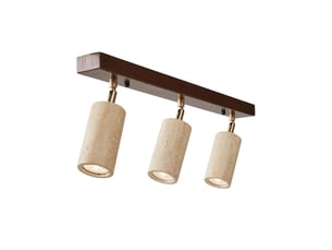 Luminaire design 3 spots orientables en travertin et effet bois iris