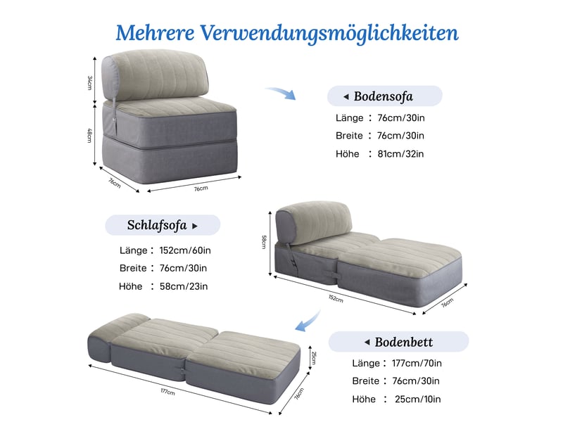  Pouf modulaire vercart gris - assise 82x76x76 cm, fabrication europe  - Conforama C