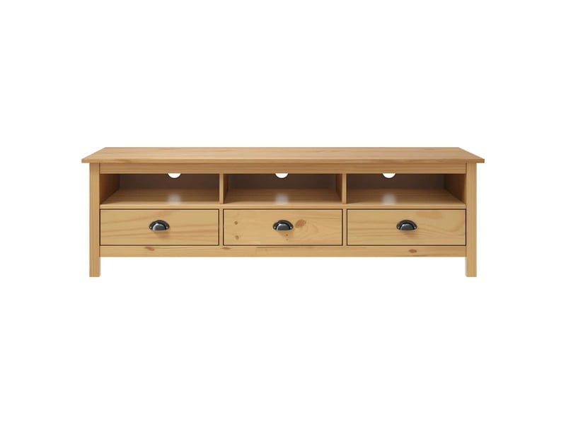  Meuble tv - banc tv - meuble de rangement hill range marron miel 158x40x47cm bois de pin solide  - Conforama A
