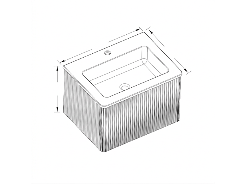  Meuble sous vasque 60 cm suspendu avec lavabo en résine minérale, couleur chêne naturel  - Conforama E