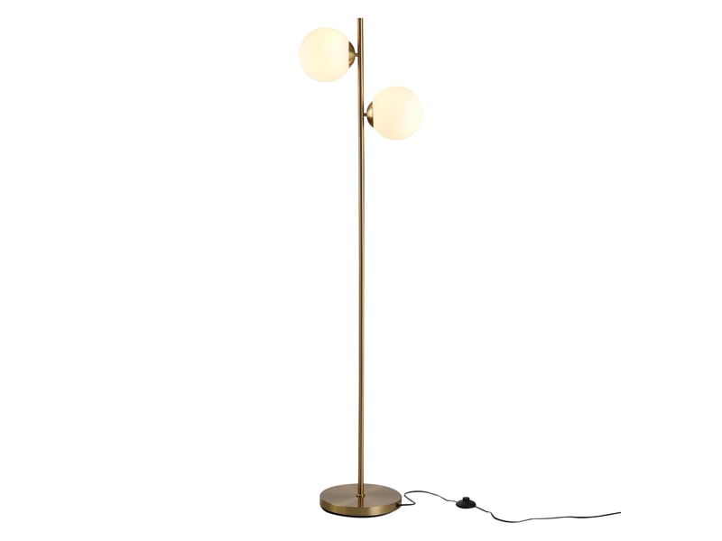  Lampadaire 2 lampes 39x28x165 cm design moderne métal doré et blanc  - Conforama A