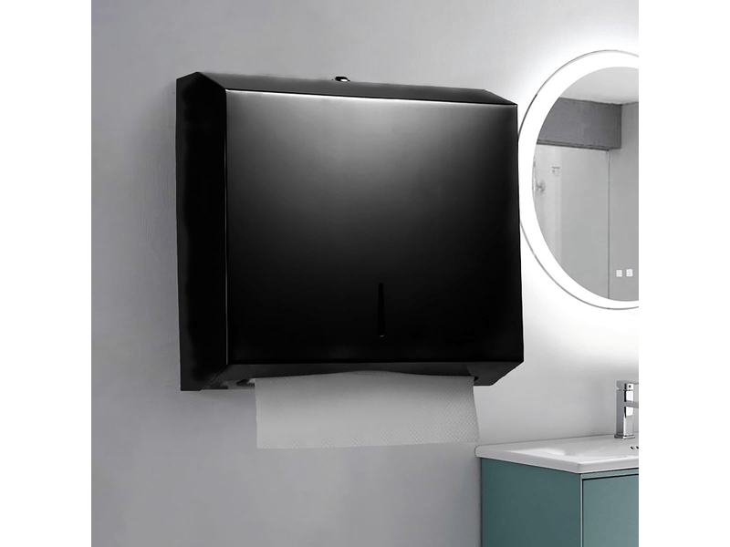  Distributeur d'essuie-mains mural en acier inoxydable avec serrure, distributeur de mouchoirs grande capacité,noir  - Conforama C