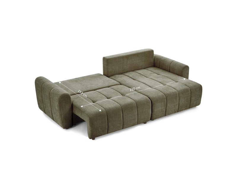  Canapé d'angle convertible et réversible jonea 4 places tissu texturé vert  - Conforama E