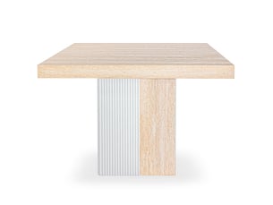 Table rectangulaire extensible virzon 100-240cm effet travertin beige et rainurage blanc