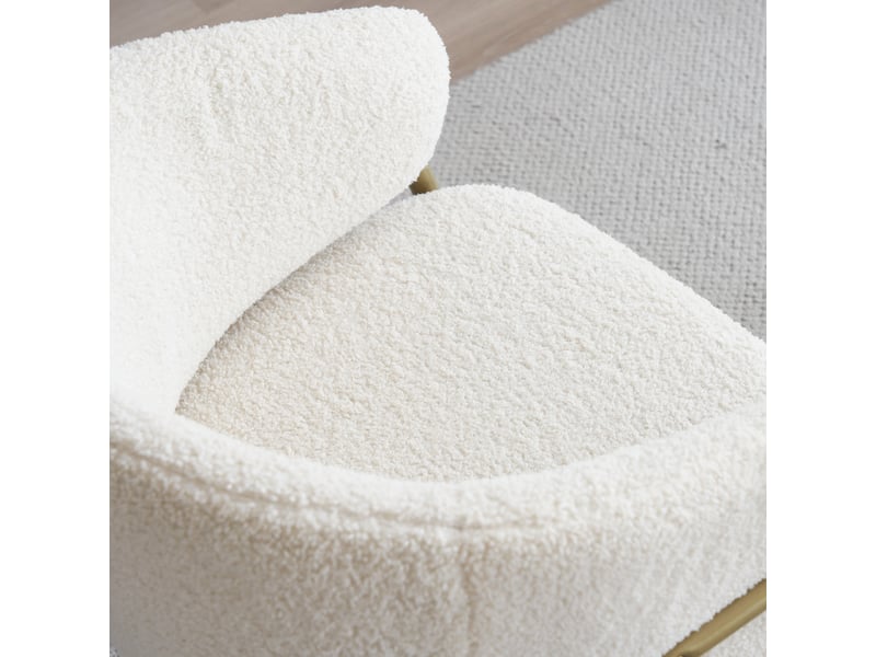 Lot de 4 chaises de salle à manger modernes en velours blanc, pieds métal doré - Conforama D