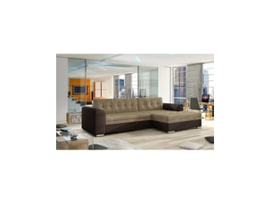 Canapé d'angle droit fixe <strong></strong> <strong></strong> 4 places Polyester Beige et chocolat