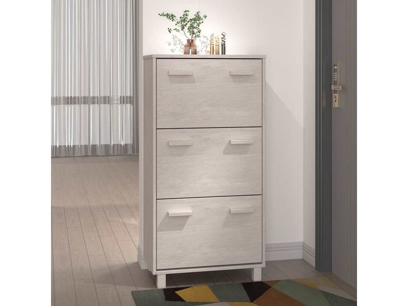  Meuble à chaussure, armoire à chaussures hamar blanc 59,5x35x117 cm bois de pin  - Conforama B