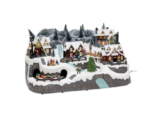 Village de noël lumineux montagne et train animé et musical 49 led sur secteur