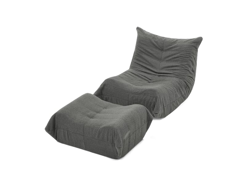  Fauteuil relax 100x90x70 cm avec repose-pieds gris  - Conforama A