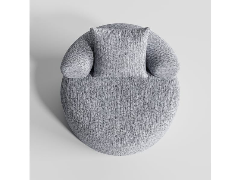  Fauteuil relax rond 100x100x65 cm en chenille gris avec coussin  - Conforama E