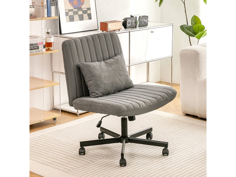  Chaise de bureau pivotante 360° réglable en hauteur sans accoudoirs - lpospi - dossier inclinable, tissu - gris foncé  - Conforama B