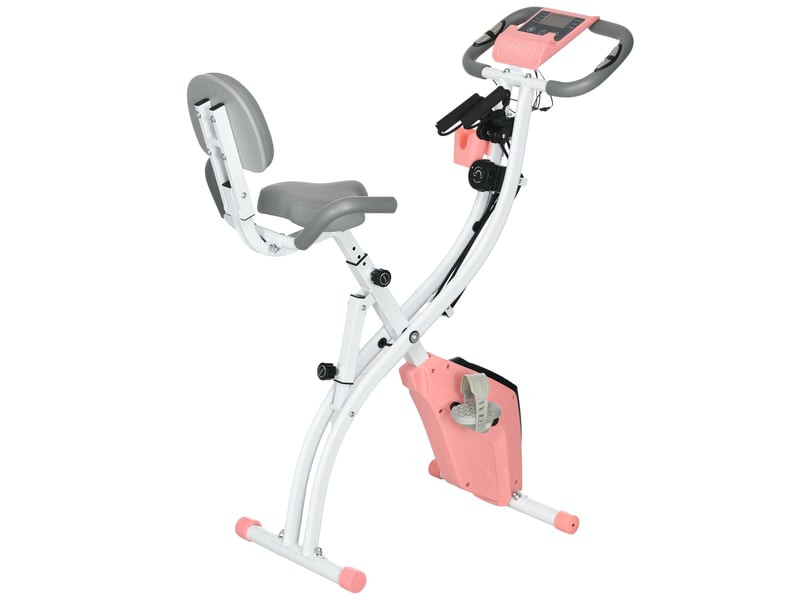 Vélo 2 en 1, écran lcd, cardio réglable, siègeroues, pliable, 8 résistances, câble tension, acier. - Conforama A